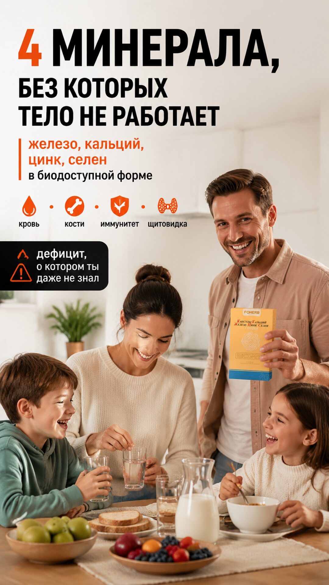 виеда капсулы кальций железо цинк селен foherb 4 минерала купить