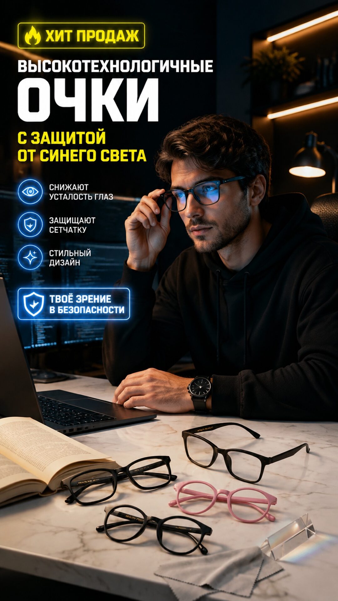 виеда высокотехнологичные компьютерные очки с защитой синего света купить